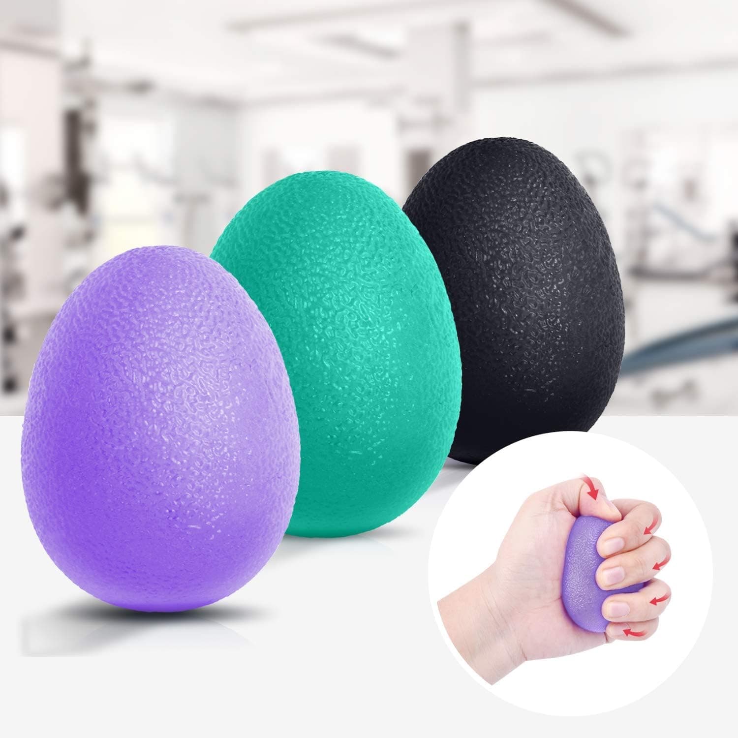 3 Pcs Hand Grip Strength Trainer, Stress Relief Ball for Adults and Kids, Wrist Recover Hand Grip Equipment, Finger Resistance Exercise Squeezer