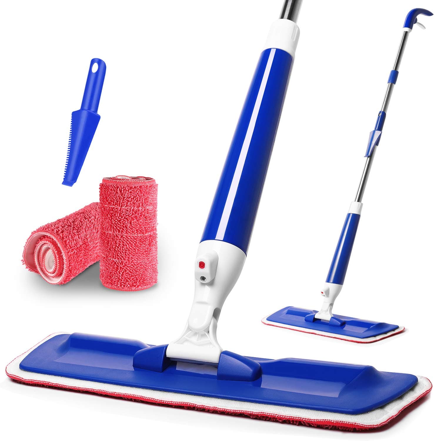 Spray Mop for Floor Cleaning with Integrated Spray & 360 Degree Rotation, Dry Wet Mop with 2 Free Reusable Microfiber Pads for Cleaning Kitchen, Hardwood, Laminate, Tile Floor (Blue)