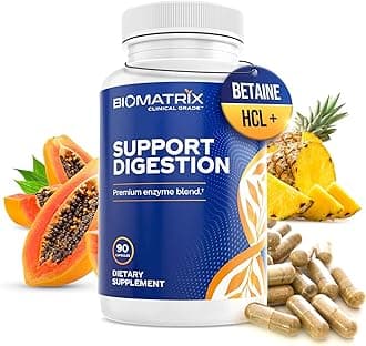 BioMatrix Digestive Enzymes Supplement (90 Capsules) Support Digestion - with Purified Bile, Pancreatin, Plant Enzymes, Ox Bile, Betaine HCL, Support Digestion of Fats Carbohydrates and Proteins