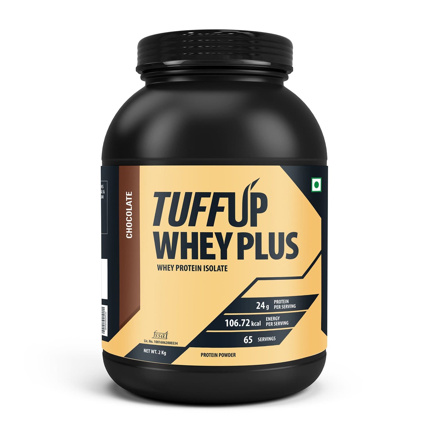 Tuff Up Whey Plus Protein - 2 kg (Chocolate), 24g protein per serving, made from imported whey