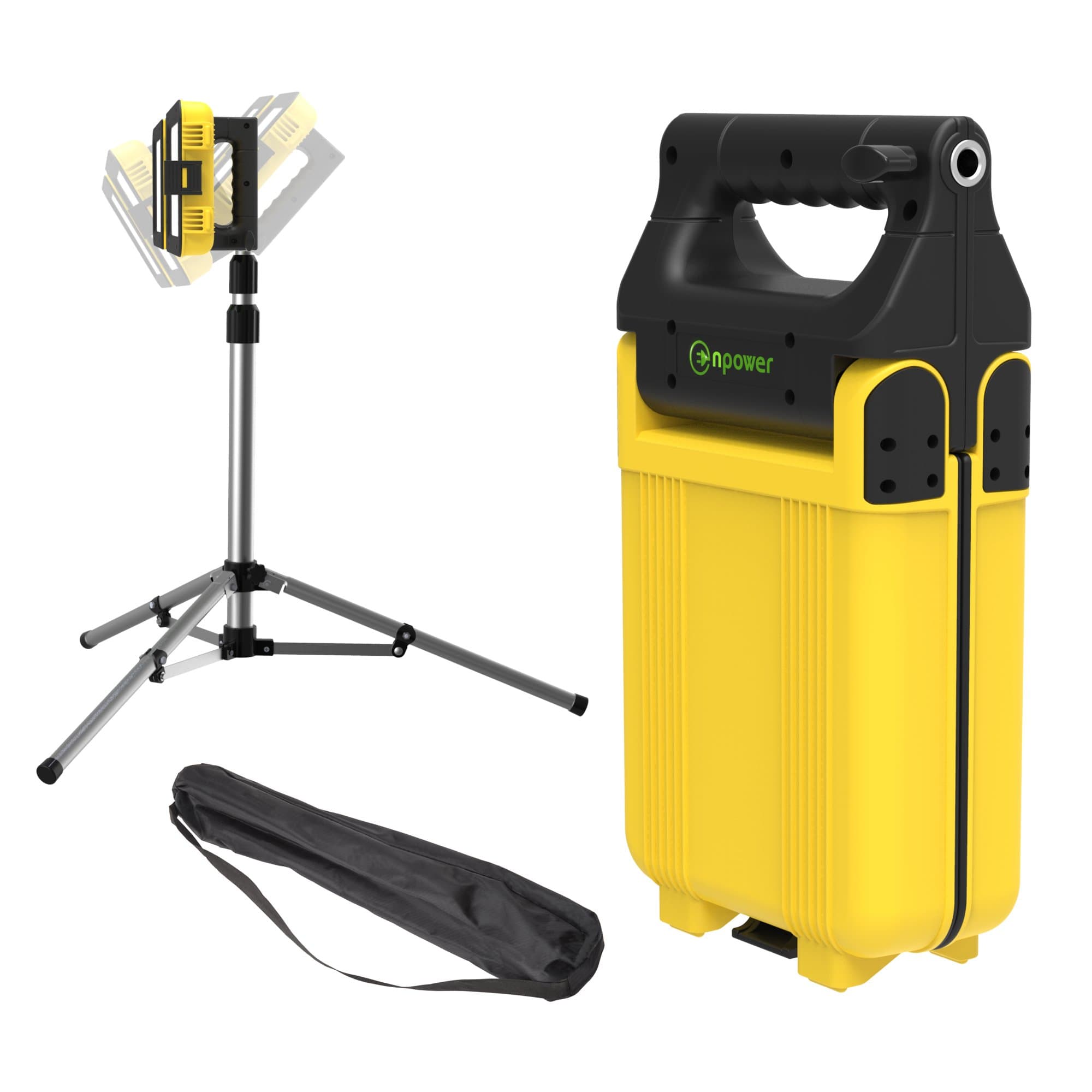 GoGlow LiteBook™ Bundle - Upgraded 2.0 Tripod Included - 30W Portable Rechargeable Day Light White Light (5000-5500K) Work Light, Camping, Garage or Auto Repair, Emergency (Yellow)