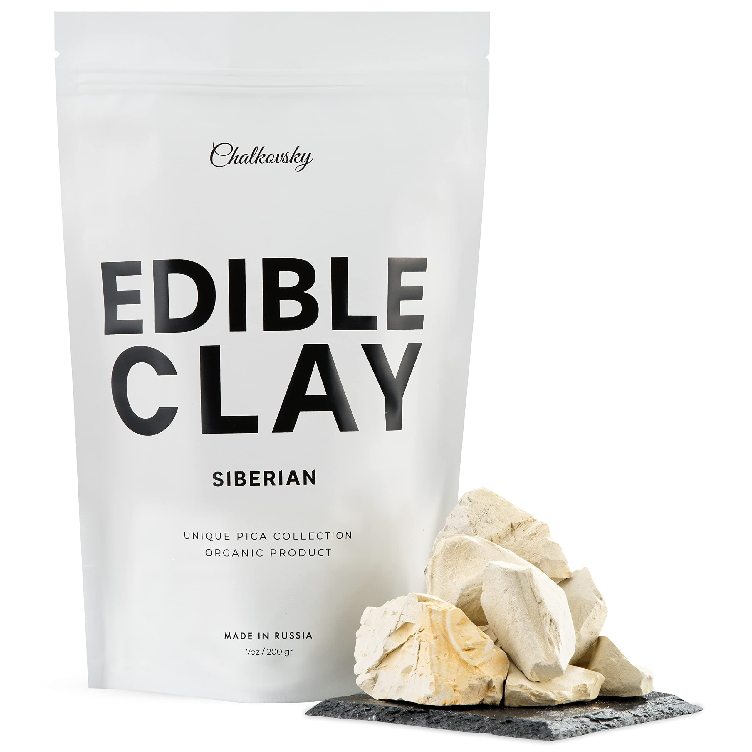 Chalkovsky Premium Edible Clay - Crispy Chunks For Eating Chalk Pica Cravings, Mukbang Asmr Content Creators Ready-To-Eat Carefully Selected Dirt Bites 7 Oz (200Gr)