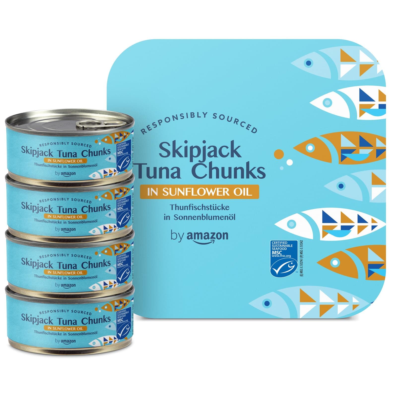 by Amazon MSC Skipjack Tuna Chunks in Sunflower Oil, 4x145g