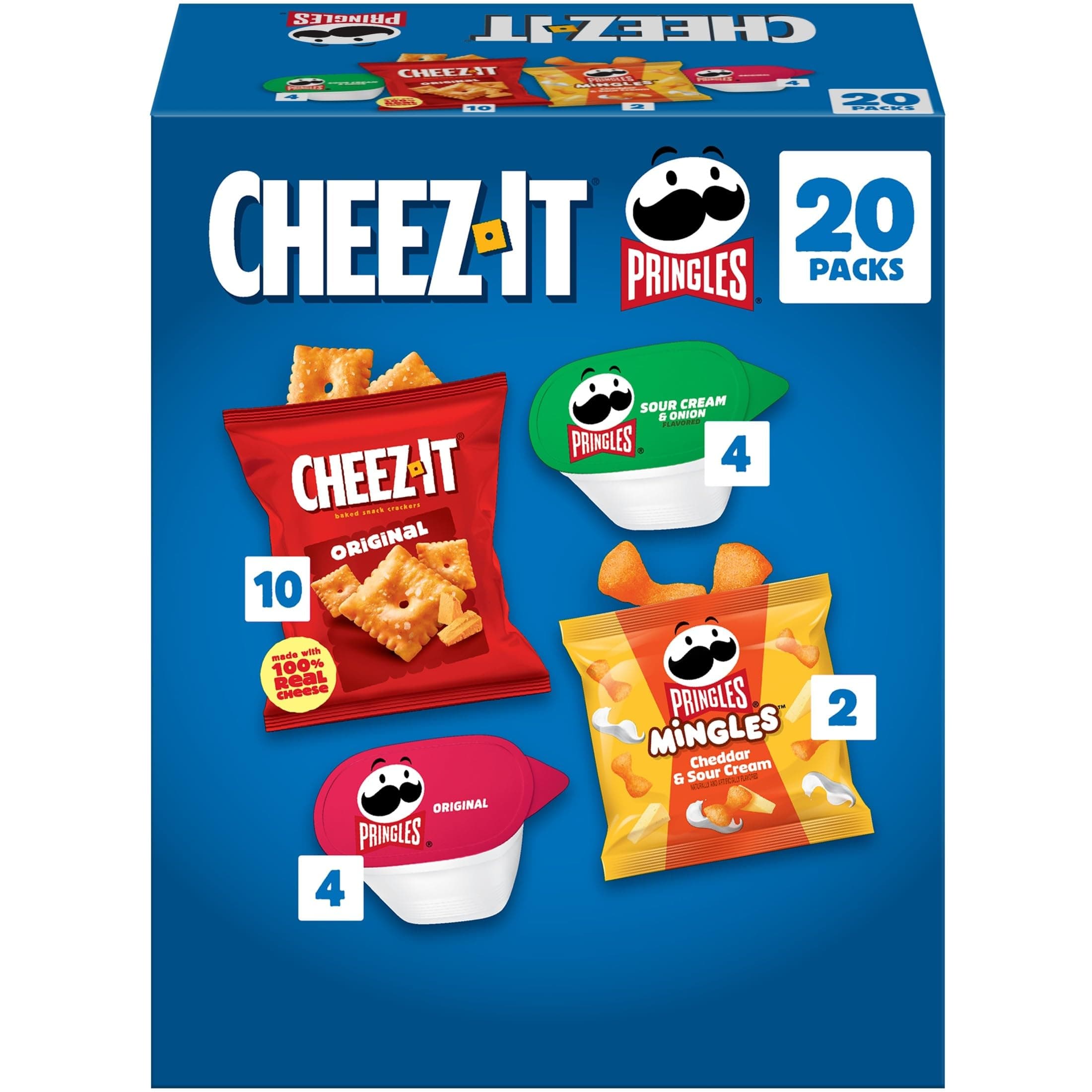 Cheez-It and Pringles Snacks, Grab and Go, Variety Pack, 17.04oz Box (20 Count)