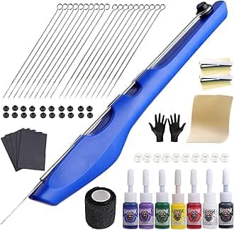 HAWINK Hand Poke and Stick Tattoo Kit DIY Tattoo Tool Kit Kit with 7 Ink 20 PCS Needles tattoo pattern template GK-HW803TN01-3