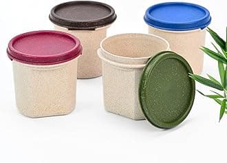 Eha Earth Friendly Storage Containers For Kitchen With Lid | Kitchen Containers Set of 4 | 350 ml | Made with Rice Husk | Microwave Safe & Fridge Storage Boxes | Storage Box | Multi-Dark