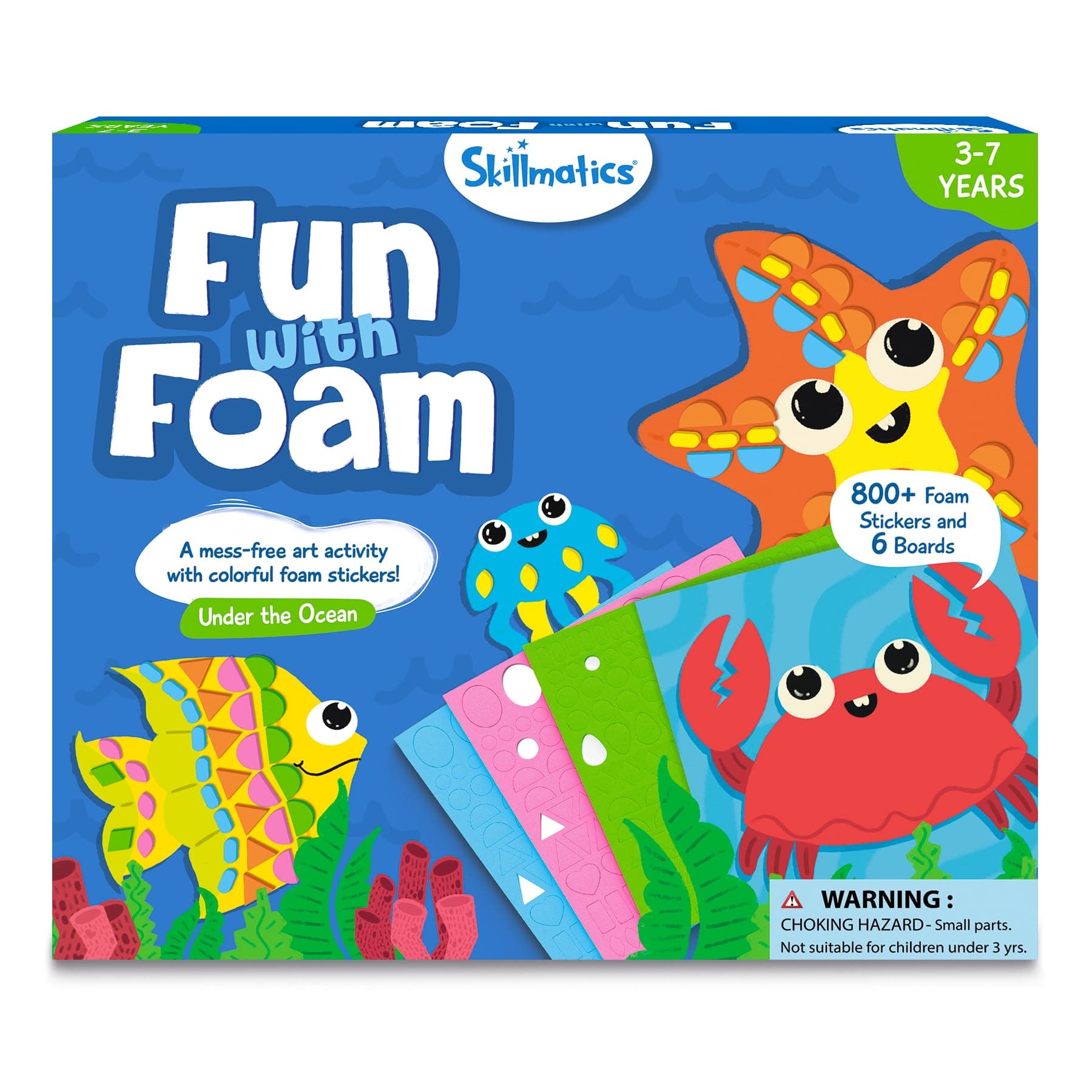 Skillmatics Sticker Art Activity - Under The Ocean, Mess-Free Fun for Kids, 800+ 3D Foam Stickers, Craft Kits, DIY Scrapbooking Activity, Gifts for Girls & Boys Ages 3, 4, 5, 6, 7, Multi