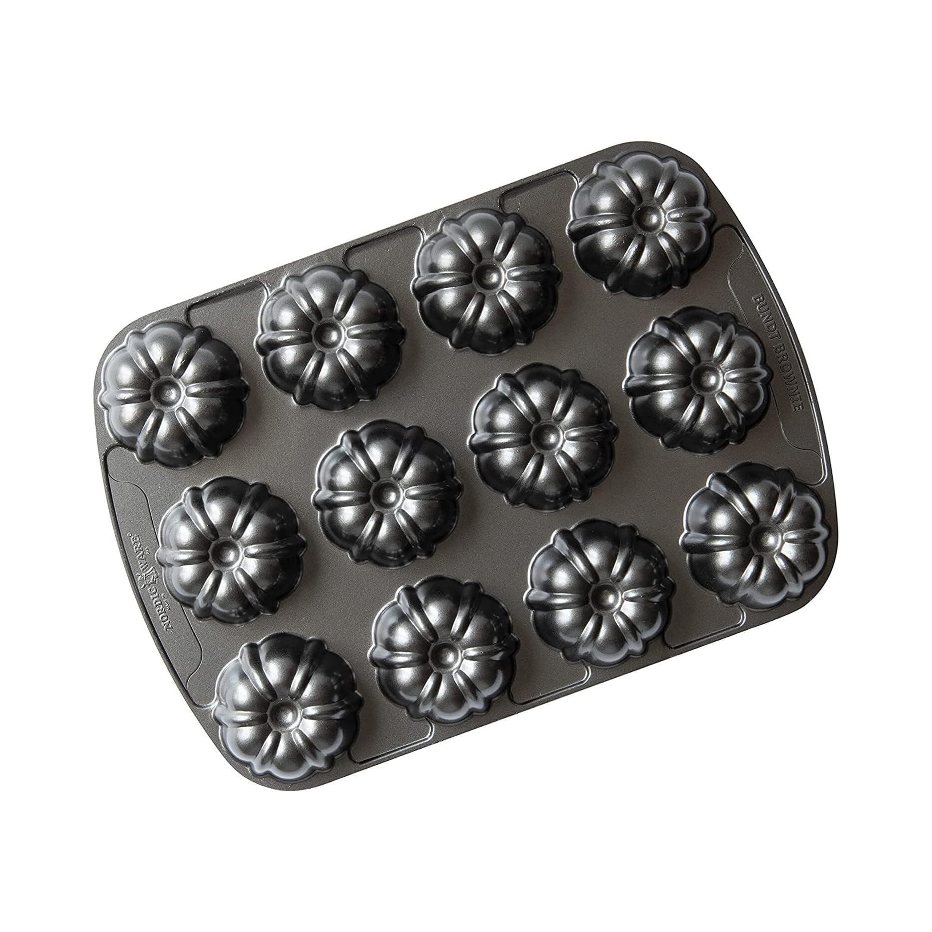 Nordic Ware Pro Cast Bundt Brownie Pan 52824, Grey, 3.75 Cup Capacity