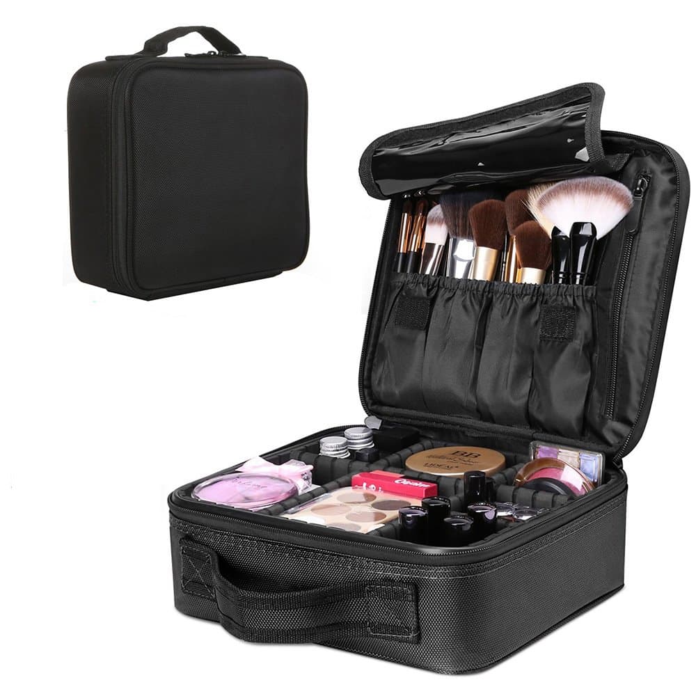 Q Dream Portable Travel Makeup Bag Makeup Organizer Case Mini Makeup Train Case With Adjustable Dividers(Style02)