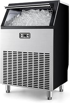 EUHOMY Commercial Ice Maker Machine, 200lbs Daily Output, Under Counter ice Machine with 65lbs Ice Storage Capacity, Perfect for Home/Bar/Restaurant/Outdoor Activities(Stainless Steel)