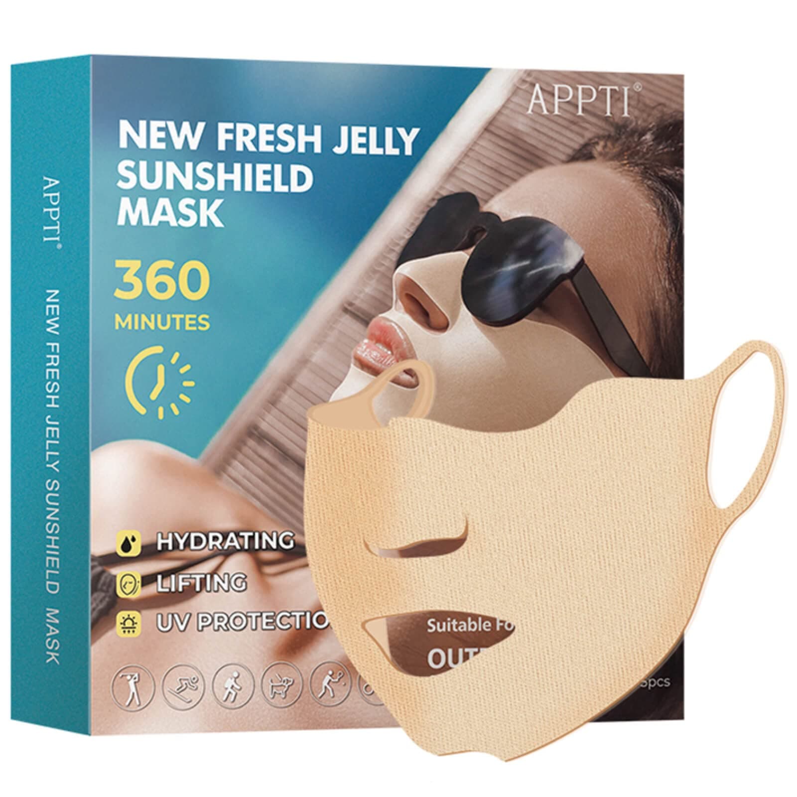 5 Pack Golf Sunscreen Patch, Outdoor UV Protection Face Masks, Hydrating Gel Skin Care Lifting Collagen Mask, Suitable for Outdoor Sports, Cycling, Mountain Climbing