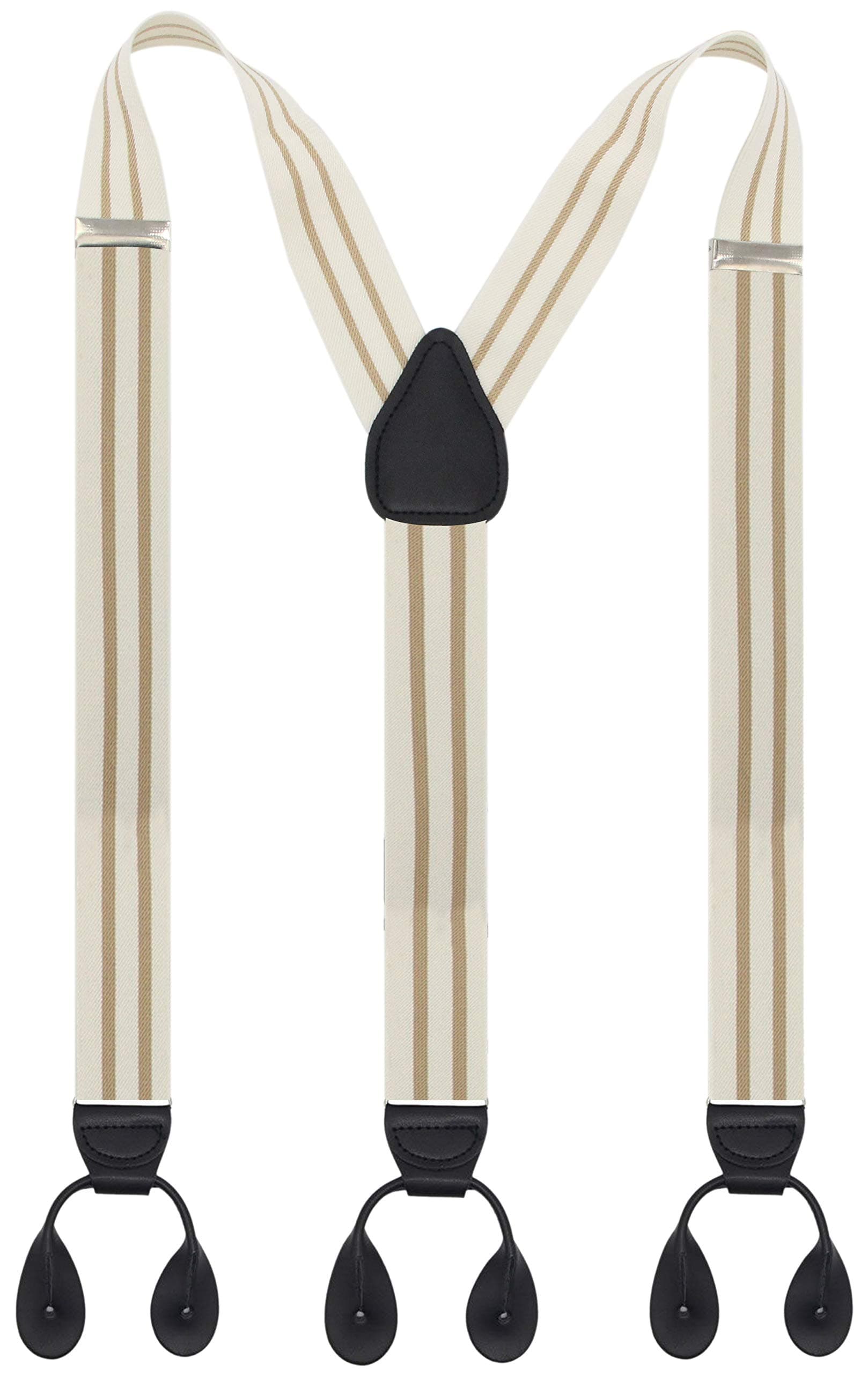 Y Back Button 1.4" Suspenders for Men with Stylish Leather Button Ends Long Lasting Stretch Ultimate Fashion