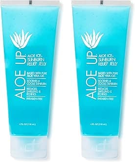 - ALOE UP Ice Sunburn Relief Jelly - Pure Aloe Vera Gel Sunburn Relief for Adults & Kids, Aloe Vera Gel Face & Body, Natural Cruelty-Free Aloe Gel, Aloe Vera Gel Skin Lotion - 4 Oz (2pack)
