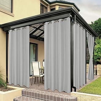 BONZER Outdoor Waterproof Curtains for Patio Privacy Grommet Light Filtering Outside Curtains for Gazebo, Porch, Pergola, Pavilion, 1 Panel, 54W x 95L inch, Silver