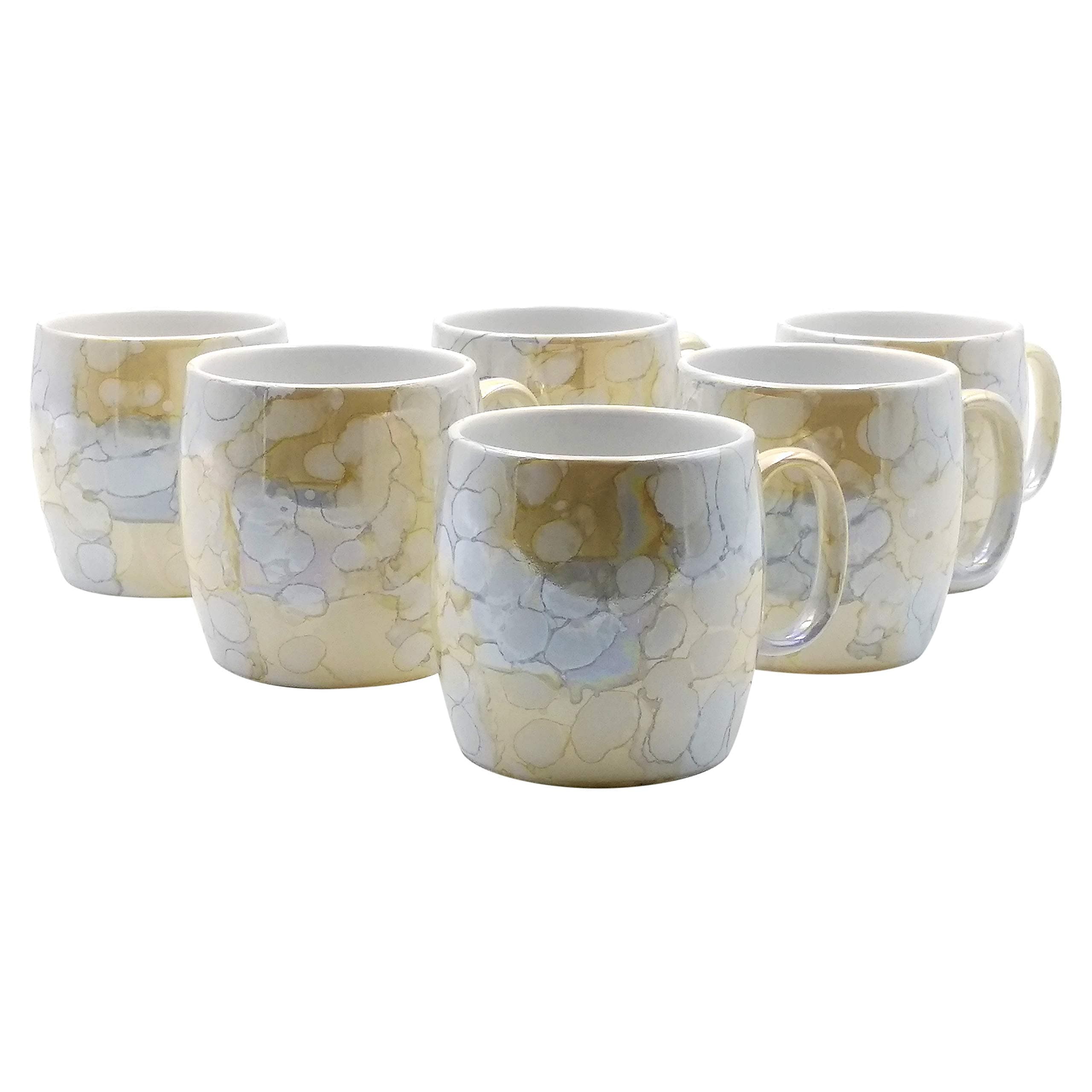 FnP Ceramic Farkraft Coffee/Tea Cups for Specialty Drinks, Latte, Cafe Mocha 4 oz(Cotswold) - Set of 6