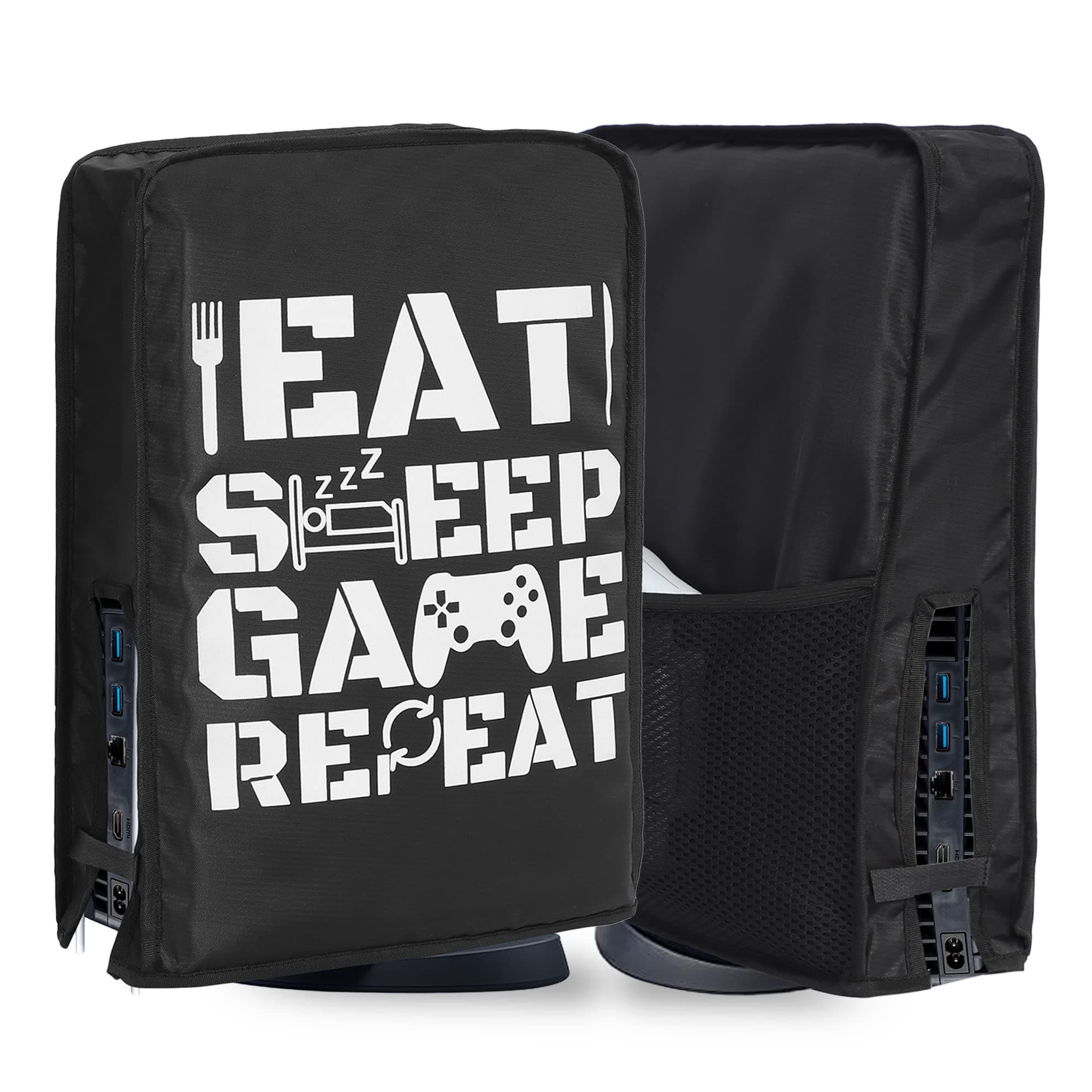 Glitch | Ps5 Dust Cover | Covers For Playstation 5 | Accessories For Console | Three Layer Waterproof Anti Scratch Dust Guard Sleeve | Foam Protection Protector Vertical | Black - Oxford