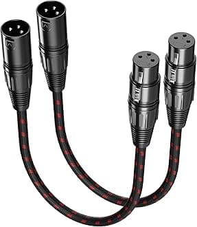 XLR Cable Short, Mic Cord 1 ft 2 Pack, All Length from 6inch to 100ft, Braided Balanced Microphone Cable Male to Female 3 Pin Connector for Microphones, Mixer, XLR Speaker