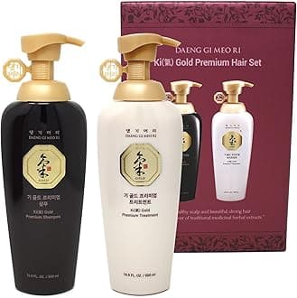 Ki Gold Premium Shampoo + Treatment Set, Promoting Hair Growth, Effectively Moisture to Dry and Rough Hair, No Artificial Color, 500ml