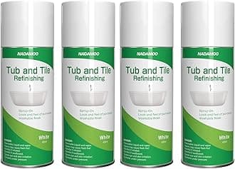 - Tub and Tile Spray Paint White, 450ml, 4 Cans, Aerosol Bathtub Refinishing Kit for Porcelain Fiberglass Ceramic, DIY Resurfacing Bathroom Sink Countertop