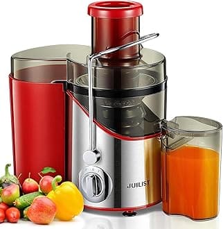 Juicer Machines, Centrifugal Juicers Whole Vegetables and Fruit with 3-Inch Mouth Food Chute, 400W Motor with 3-Speed Setting, Brush for Easy Cleaning, BPA-Free, Red