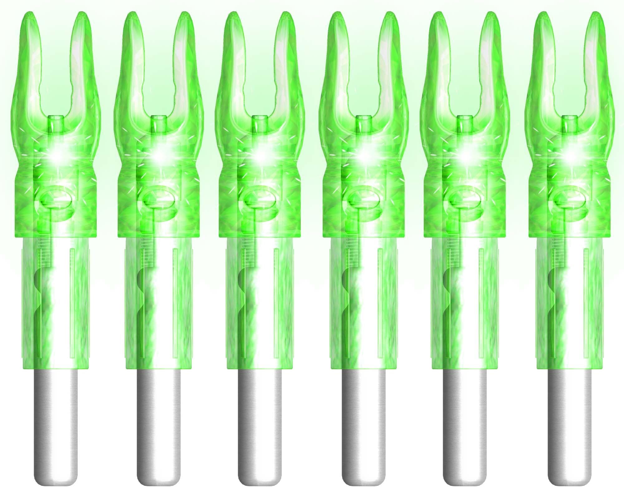(Green) - 6PCS S Led Lighted Nocks for Arrows with .244"/6.2mm Inside Diameter,Screwdriver Included