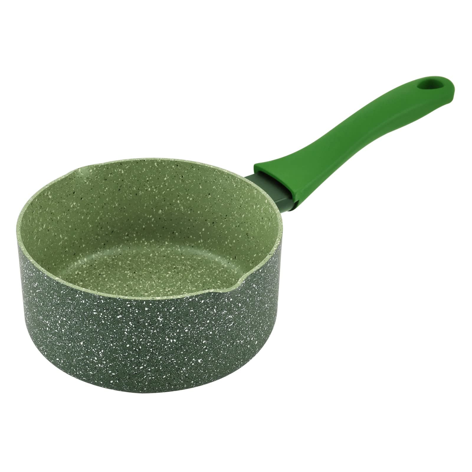 Prestige Essentials Granite Aluminium 18 CM Milk Pan | Non- Stick| Ergonomic Handle | Induction Compatible- PR81122- Green