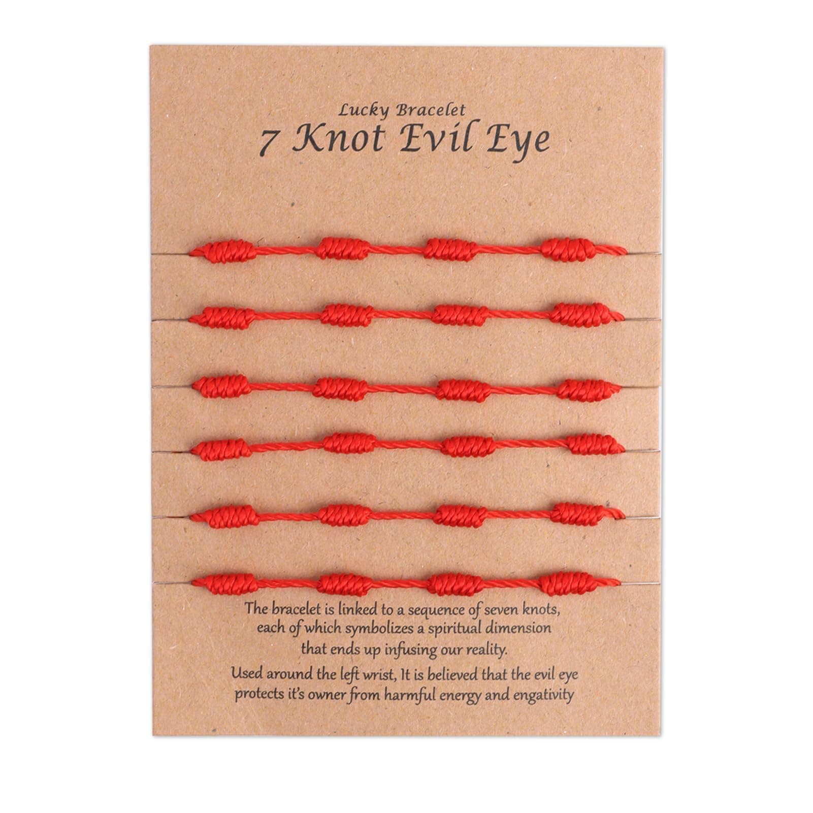 6 PCS Red String Bracelets, 7 Knot Red Cord Bracelet Friendship Protection Bracelets Adjustable Kabbalah Amulet Handmade Red Cord Talisman for Womens Girls Boys Good Luck Mother's Valentine's Day Gift