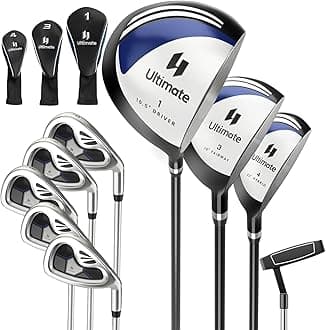 Tangkula 9/10 Pieces Men's Complete Golf Clubs Set, Golf Club Package Set with 460CC Driver, Fairway Wood & Hybrid, Irons, Putter, Portable Regular Golf Club Set