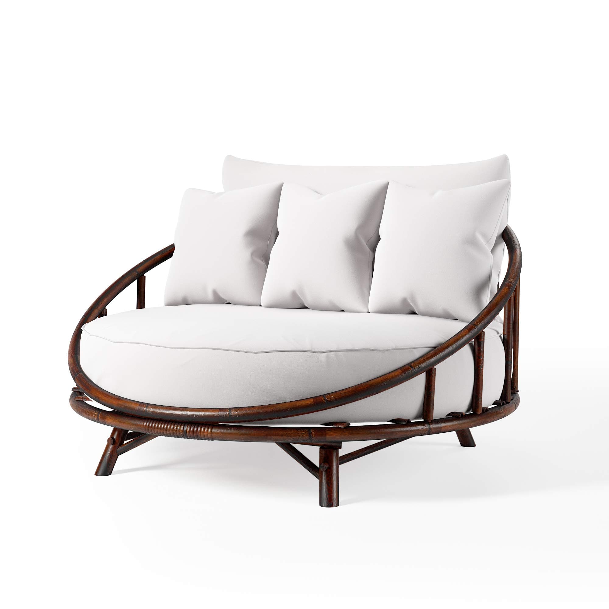 Statra CH-280-06.03 Round Daybed Outdoor Large Accent Sofa Chair Lawn Poolside Seating with Cushion and Pillows