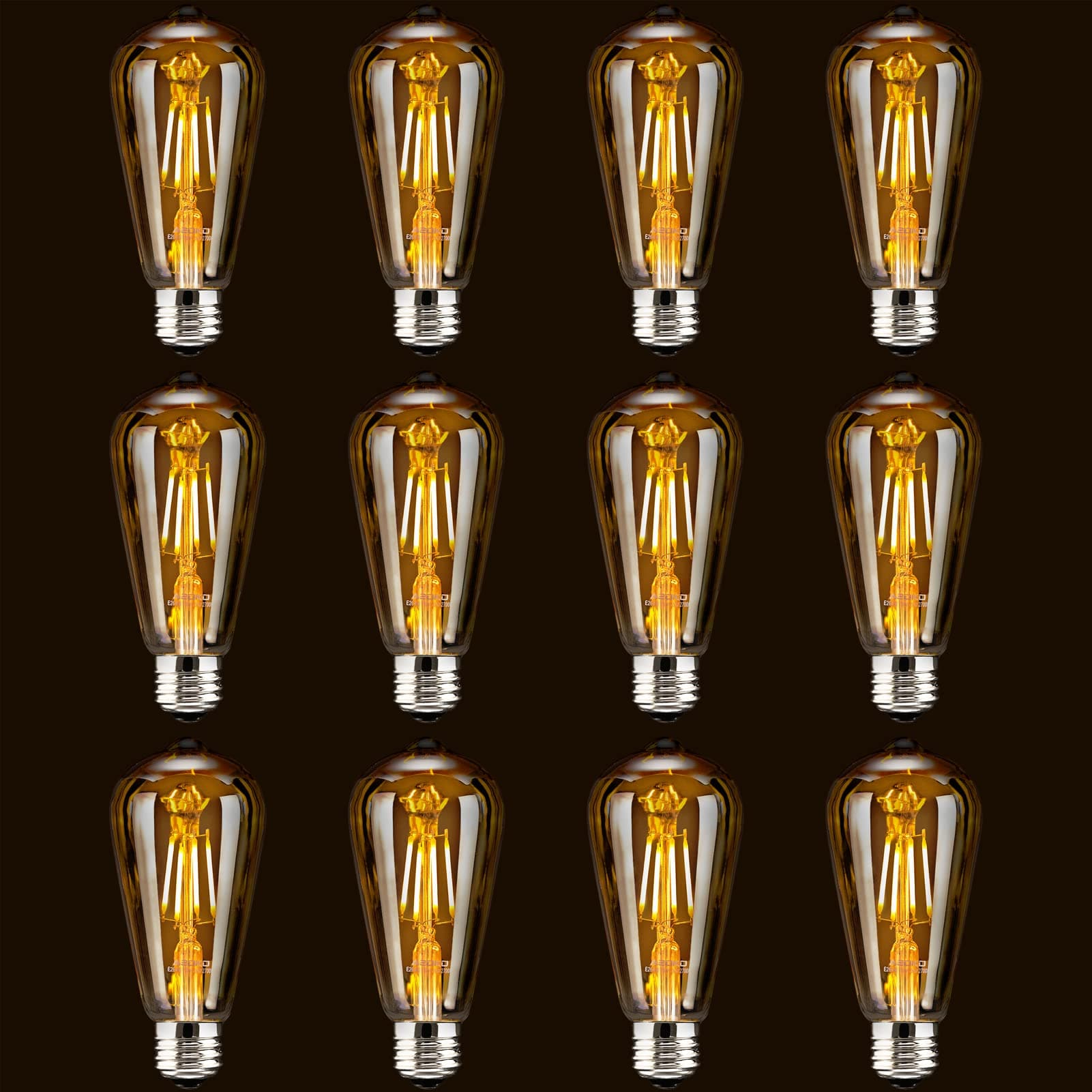 ASOKO LED Dimmable Edison Light Bulbs 4W Vintage Light Bulb, 2200K-2400K Warm White (Amber Glass), Antique LED Edison Bulbs, Squarrel Cage Filament,ST64, E26 LED Bulb Base
