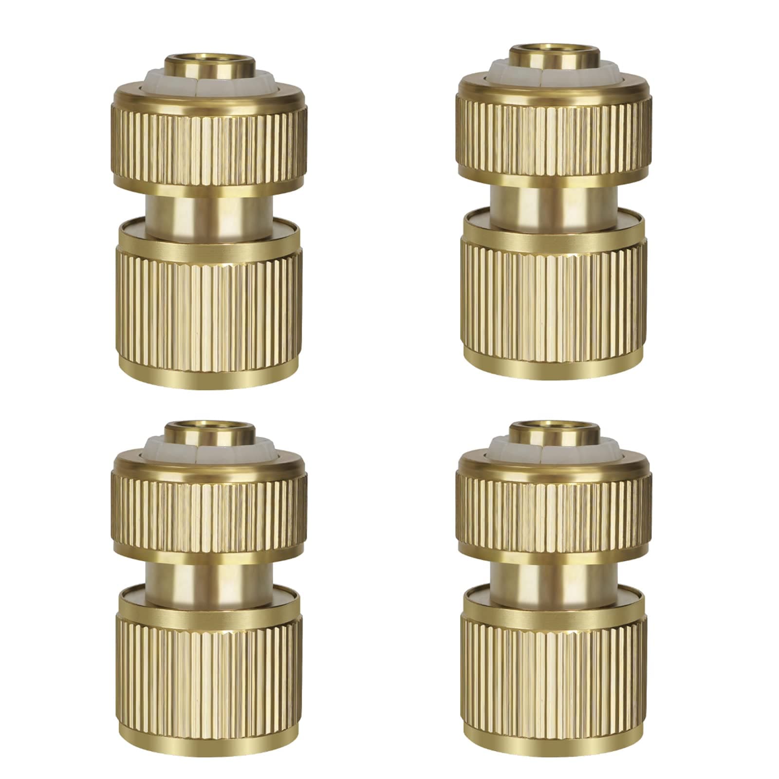 iBamso 4 pc Brass Hose Quick Connector, 1/2 inch Expandable Garden Hose Faucet Connector and Adapter