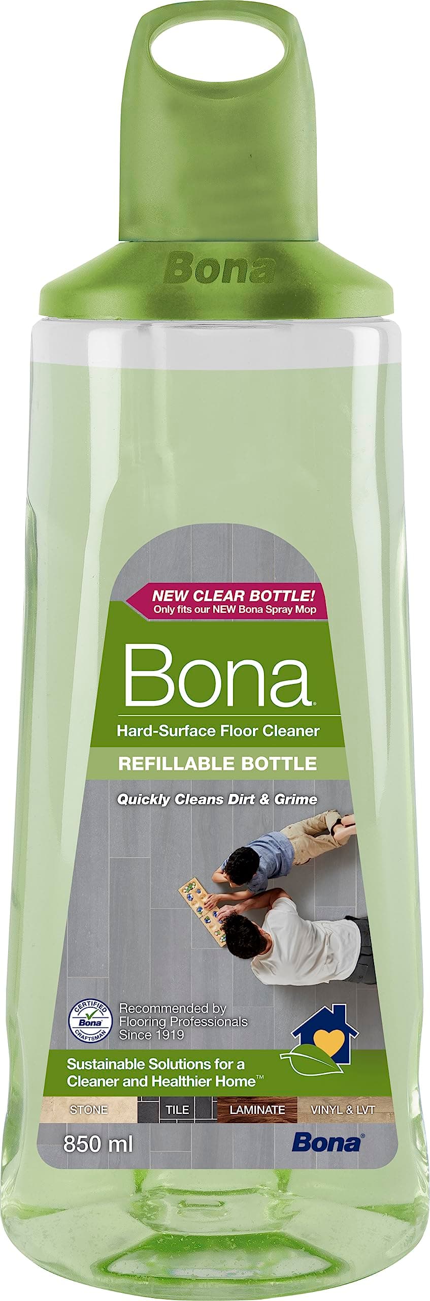 Bona Hard-Surface Floor Cleaner - Replacement Premium Spray Mop Cartridge - 850ml