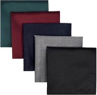 SHLAX&WING Assorted 5 Pieces Mens Silk Pocket Squares Handkerchiefs Set Lot