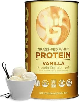 Vanilla Protein Powder – NSF Sport Certified – 25g Protein, Muscle Repair – Grass Fed Whey Powder, Smooth Taste – Vanilla, 32 oz