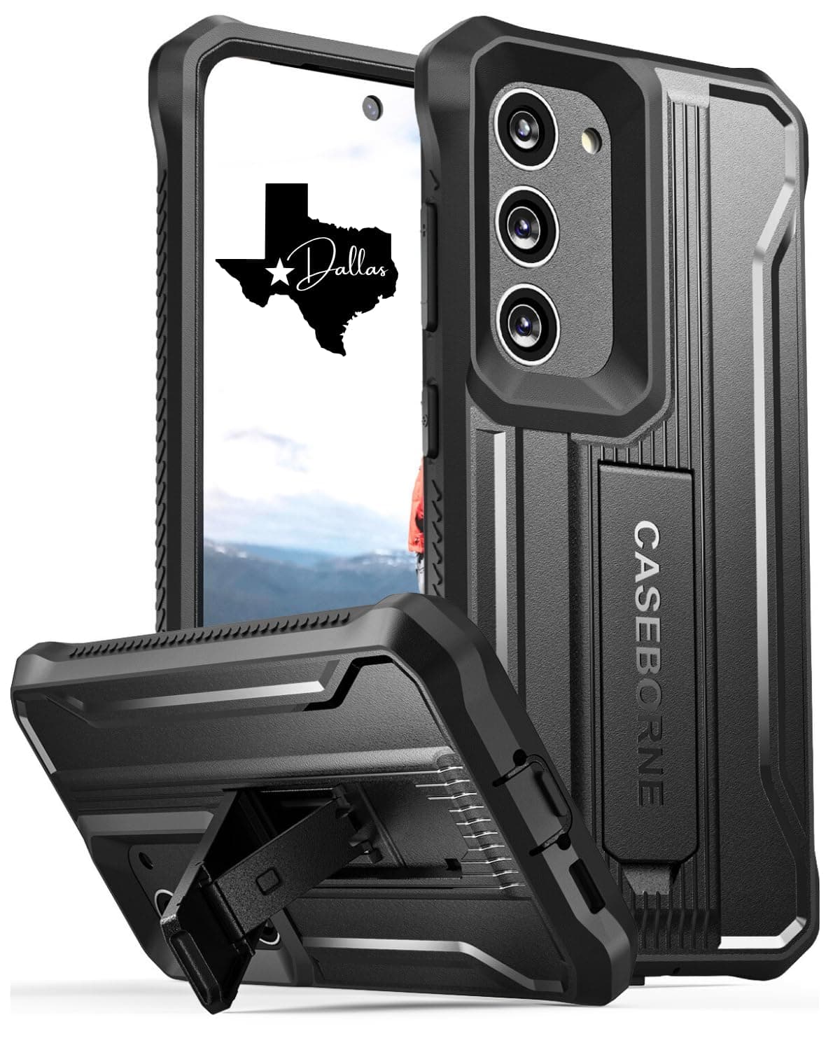 Compatible with Samsung Galaxy S23 Case, Rugged Full-Body Multi-Layer Protective Cover with Kickstand- Screenless (Formerly ArmadilloTek) - Black