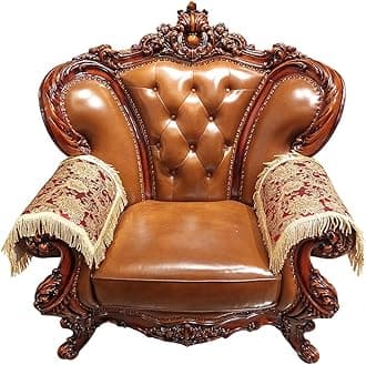 LUFEIJIASHI Luxury Couch Arm Covers, Washable Armrest Protectors for Leather Sofa, Anti-Slip Recliner Chair Arm Covers Set of 2 (SBDB-red)