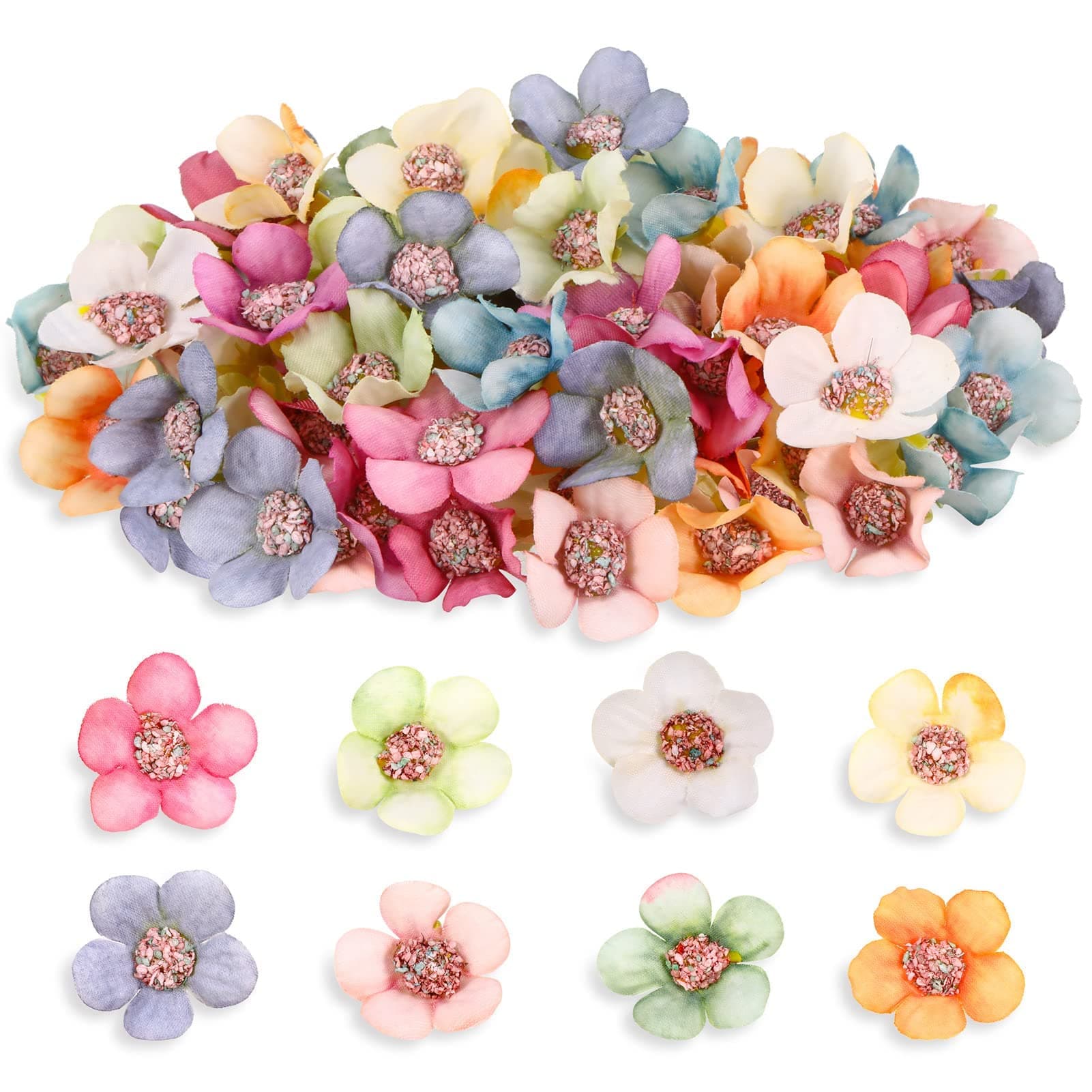 100pcs Artificial Daisy Flower Heads, Artificial Silk Flowers Mini Fake Flowers Heads for DIY Wreath Wedding Craft Party Festival Table Decoration