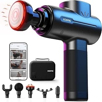 Heated Massage Gun, RENPHO Massage Gun with Heat Massage Head, Up to 1800-2800r/min Massage Gun for Muscle Massage with Type-C Charging, Muscle Relaxation, Black