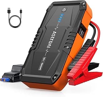 AstroAI S8 Jump Starter, 10,000 mAh, 1500 A Peak Current, Car Engine Starter (Compatible with up to 1.2 gal (6.0 L) Gasoline and 3.0 L Diesel Cars), 12 V, Car Emergency Start Safety Protection, Mobile Battery, Flashlight, PSE Certified, USB-C Included