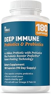 Deep Immune Probiotics & Prebiotics - Dual Action Digestion & Immune Support with PreforPro Prebiotics & Spore Forming Probiotics for Women & Men - 180 Capsules (90 Servings)