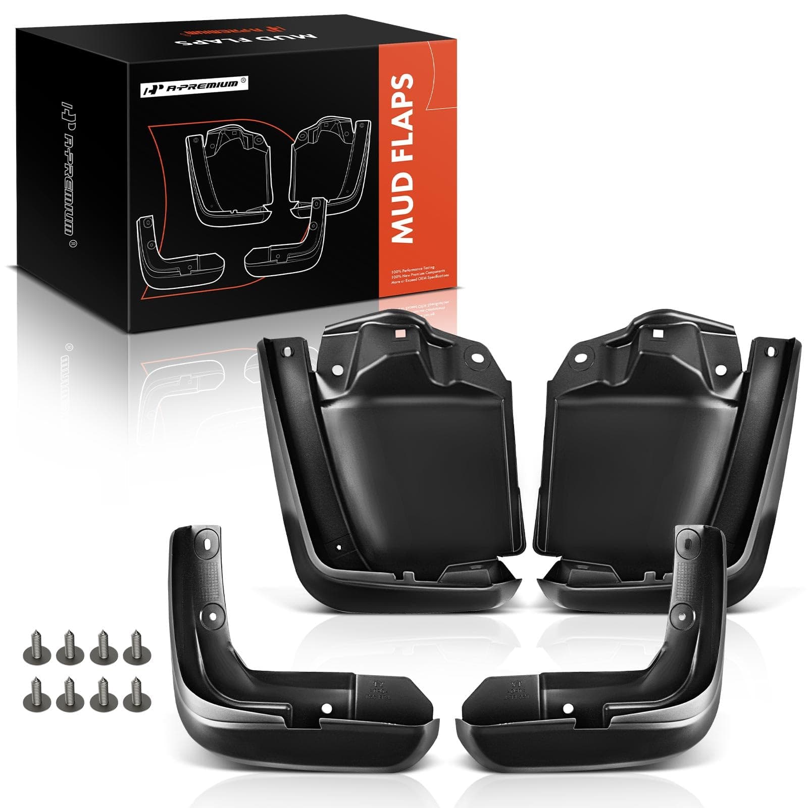 A-Premium Set of 4PCS Mud Flaps Splash Guards Mudguards Mudflaps with Hardware Accessories Compatible with Honda Civic 2012-2015 Sedan Only, Black Color, Front and Rear (Driver & Passenger Sides)