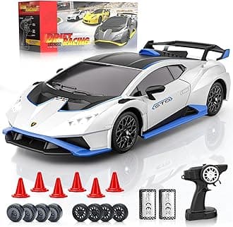 Lamborghini Remote Control Car, 1:18 Scale Officially Licensed Lamboghini Toy Car, Cool RC Cars Toys for 4 5 6 7 8 9 10 11 12 Year Old Boys Kids Adults Gifts, 15km/h Fast RC Drift Car (White)