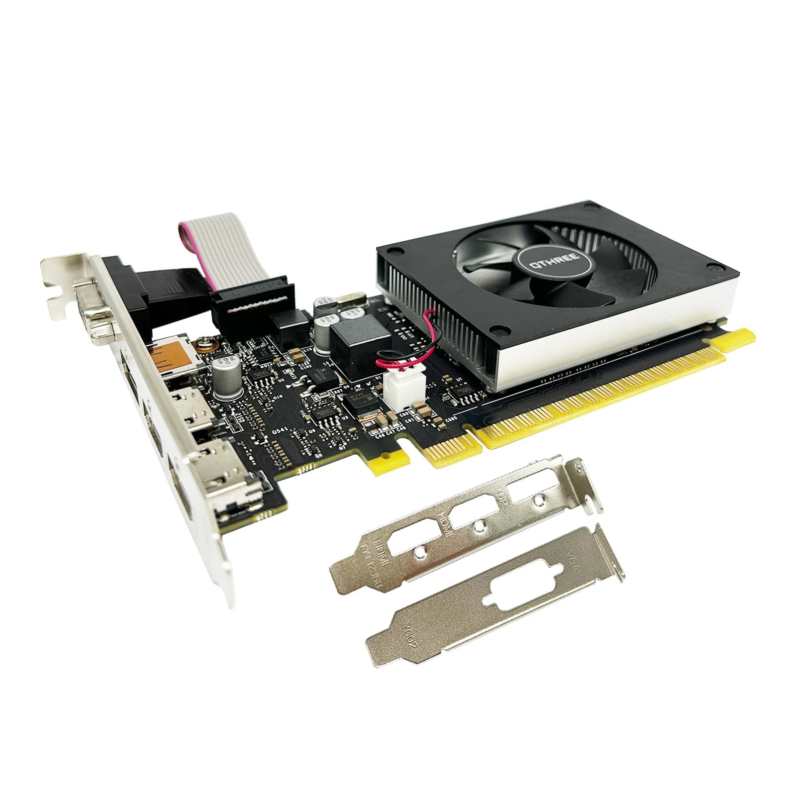 QTHREE GeForce GT 730 4GB Graphics Card,2X HDMI, DP,VGA,DDR3,64 Bit,Low Profile Video Card for PC,Computer GPU,PCI Express X8,SFF,DirectX 12,Support Winows 11