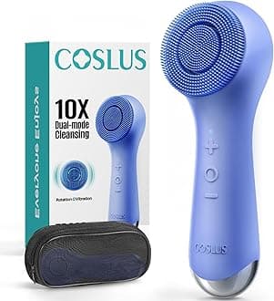 COSLUS FBS03 Face Scrubber Facial Cleansing Brush: 2 in 1 Spin and Vibration Patented, Silicone Electric Exfoliator Scrubber with Automatic Foaming, Waterproof Face Cleanser Brush for Men and Women