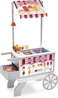 Snacks & Sweets Food Cart - Pretend Play Wooden Shop With Toy Food, Large Playset, Accessories, 3+, Gift for Boy or Girl