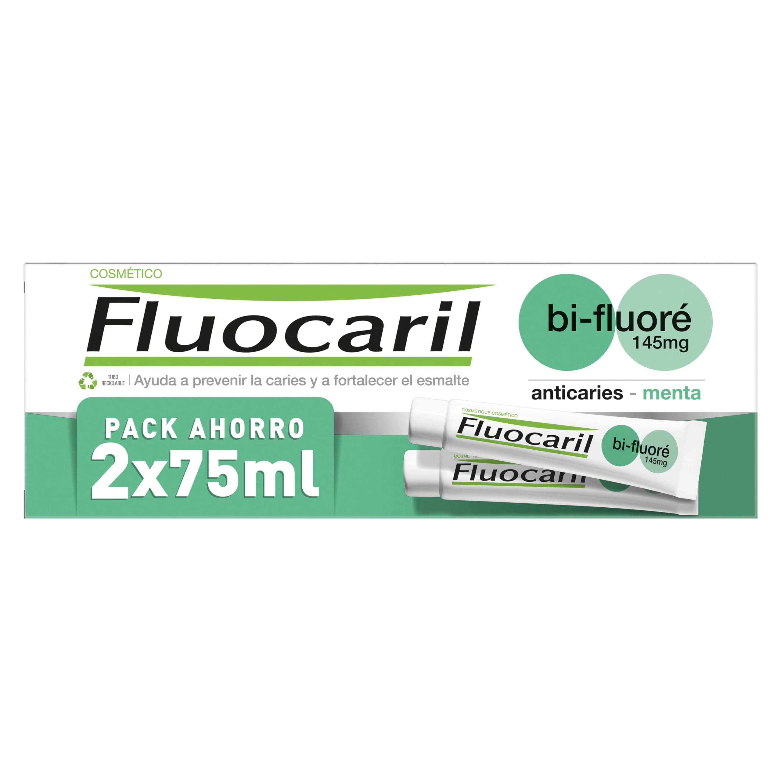 FLUOCARIL Bi-Fluoré 145 mg Toothpaste Anticaries Mint Enamel, Strong Teeth, Clinically Proven Effectiveness, Fresh Breath Pack of 2 x 75 ml