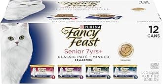 Fancy Feast Purina High Protein Senior Wet Cat Food Variety Pack, Senior 7+ Chicken, Beef & Tuna - (2 Pack of 12) 3 oz. Cans