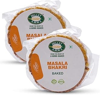 Millet Amma Baked Masala Bhakhri - 360 Gms | (Pack of 2 - Each 180 Gms) | Ready to Eat | Best Choice for Snack Time, Parties & Events | Healthy Traditional Gujarati Snacks