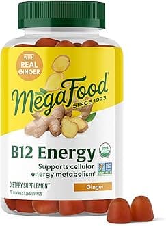– Vitamin B12 Energy Gummies with Methylated B12 Vitamins to Support Cellular Energy Metabolism - Ginger - Daily Supplement - USDA Organic - 70 Vegan Gummies, 35 Servings