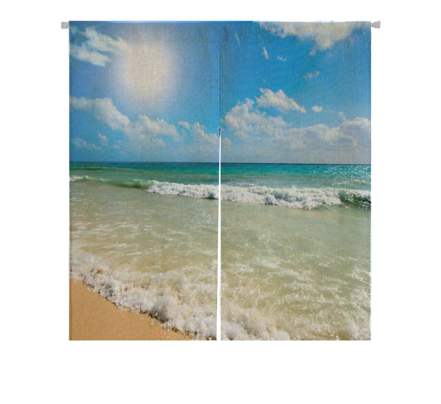 Custom Summer Beach Blue Sea Palm Tree Sunshine Tapestry Wall Hanging Safari Animal Wall Decor Art for Living Room Bedroom Dorm Decoration 85x90 cm